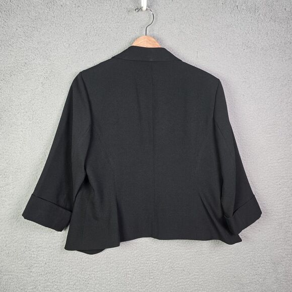 Black Label by Evan Picone Black Blazer Size 14 Career Open Front - Picture 2 of 14